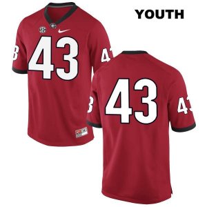 Youth Georgia Bulldogs NCAA #43 Isaac Mize Nike Stitched Red Authentic No Name College Football Jersey BES5154CZ